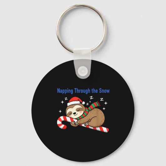 Napng Through The Snow Christmas Sloth Candy Cane Sleutelhanger (Voorkant)