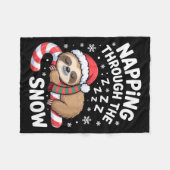 Napng Through The Snow Funny Sloth Candy Cane Xmas Fleece Deken (Voorkant (Horizontaal))