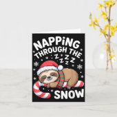 Napng Through The Snow Funny Sloth Candy Cane Xmas Kaart (Gele Bloem)