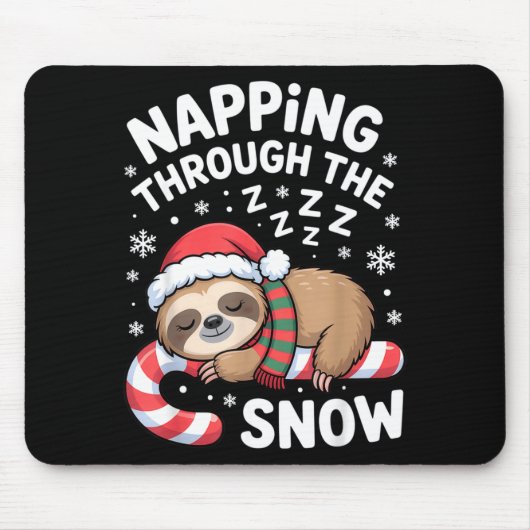 Napng Through The Snow Funny Sloth Candy Cane Xmas Muismat (Voorkant)