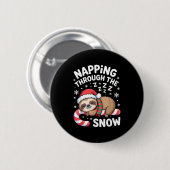 Napng Through The Snow Funny Sloth Candy Cane Xmas Ronde Button 5,7 Cm (Voorkant /achterkant)