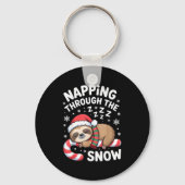 Napng Through The Snow Funny Sloth Candy Cane Xmas Sleutelhanger (Voorkant)