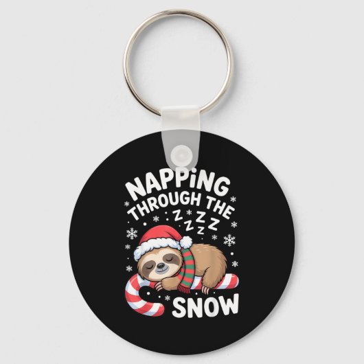 Napng Through The Snow Funny Sloth Candy Cane Xmas Sleutelhanger (Voorkant)