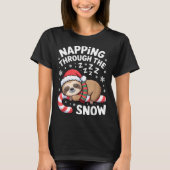 Napng Through The Snow Funny Sloth Candy Cane Xmas T-shirt (Voorkant)