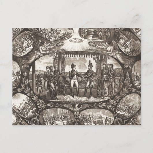 Napoleon Bonaparte en Tsar Alexander I in Tilsit Briefkaart (Voorkant)