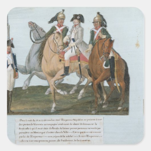 Napoleon Bonaparte en Varsovian Sentry Vierkante Sticker (Voorkant)