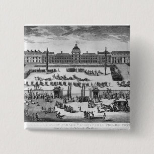 Napoleon Bonaparte First Consul, ReviewingTroops Vierkante Button 5,1 Cm