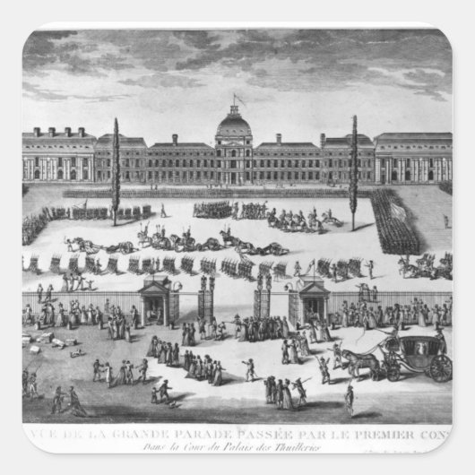 Napoleon Bonaparte First Consul, ReviewingTroops Vierkante Sticker (Voorkant)