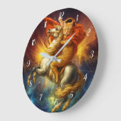 Napoleon Cat Riding Horse Through Galaxy Grote Klok (Hoek)