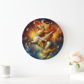 Napoleon Cat Riding Horse Through Galaxy Grote Klok (Huis)