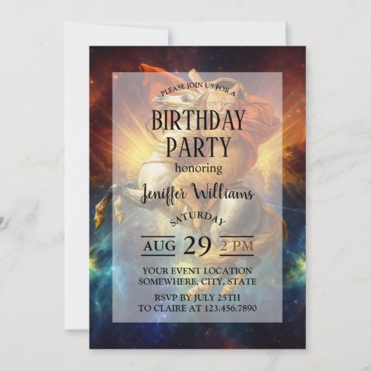 Napoleon Cat Riding Horse Through Galaxy           Kaart (Voorkant)