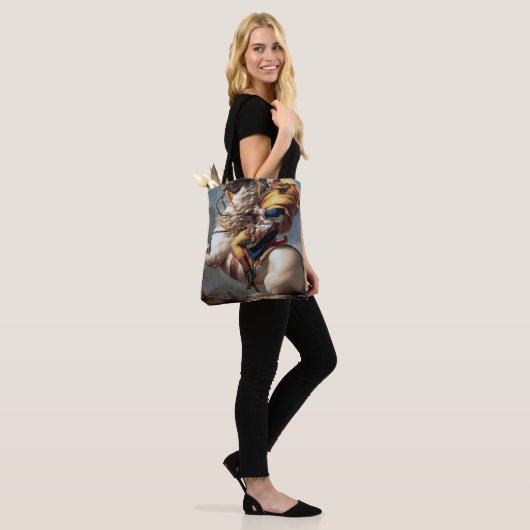 Napoleon Crossing the Alps, Jacques-Louis David Tote Bag (Op model)