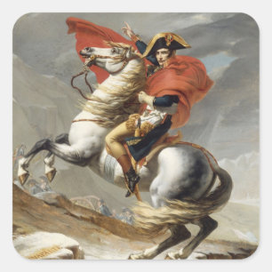 Napoleon Crossing the Alps - Jacques-Louis David Vierkante Sticker