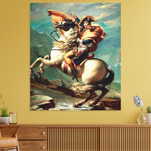 Napoleon De Alpen oversteken door Jacques-Louis Da Canvas Afdruk (Insitu (Woonkamer))