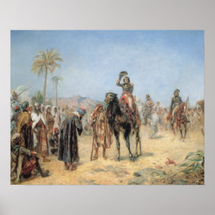 Napoleon die aankomt bij een Egyptische Oasis Poster