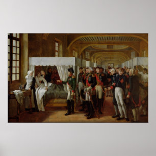 Napoleon die de ziekenboeg van invalides bezoekt poster
