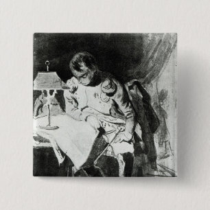 Napoleon die zijn kaarten bestudeert door lampligh vierkante button 5,1 cm