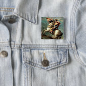 Napoleon door de Alpen Vierkante Button 5,1 Cm (In situ)