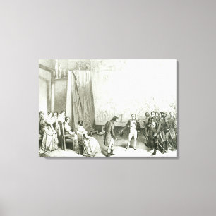 Napoleon I Visiting the Studio of David Canvas Afdruk