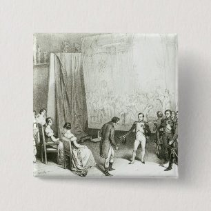 Napoleon I Visiting the Studio of David Vierkante Button 5,1 Cm