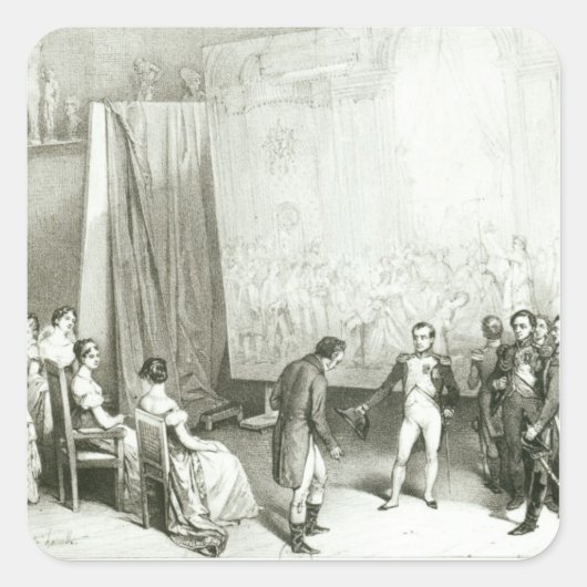 Napoleon I Visiting the Studio of David Vierkante Sticker (Voorkant)