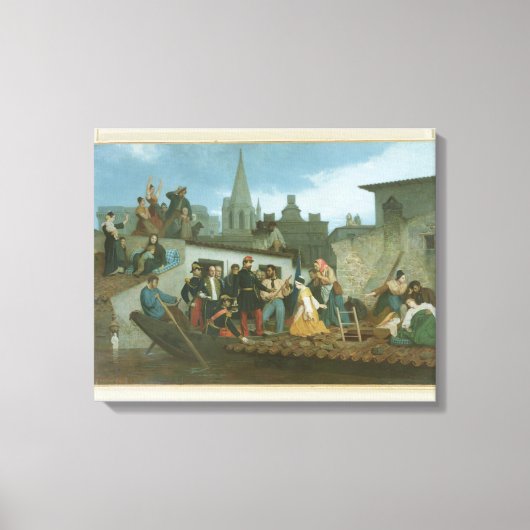 Napoleon III Bezoek van slachtoffers van overstrom Canvas Afdruk (Voorkant)