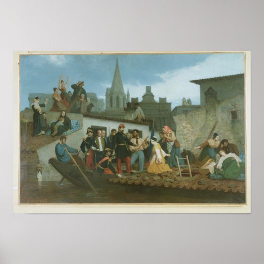 Napoleon III Bezoek van slachtoffers van overstrom Poster (Voorkant)