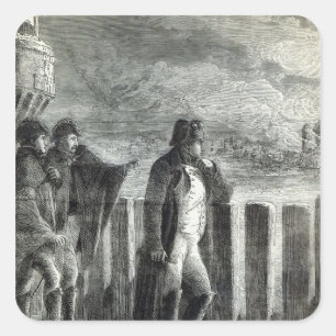 Napoleon kijkt naar de brand in Moskou in 1812 Vierkante Sticker