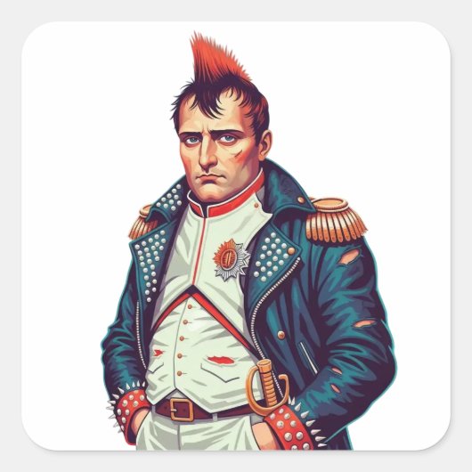 Napoleon kroonkurk opener vierkante sticker (Voorkant)