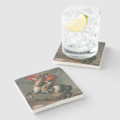 Napoleon met paard, Slag bij St. Bernard Pass Stenen Onderzetter (Zijkant)