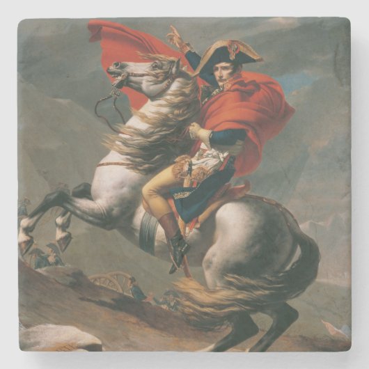 Napoleon met paard, Slag bij St. Bernard Pass Stenen Onderzetter (Voorkant)