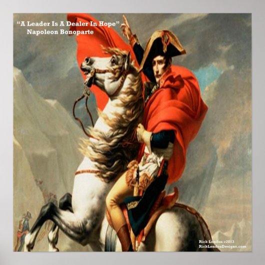 Napoleon on Horse and Leader Quote Poster (Voorkant)