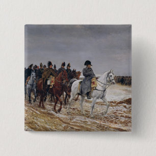 Napoleon over de campagne in 1814, 1864 vierkante button 5,1 cm