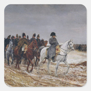 Napoleon over de campagne in 1814, 1864 vierkante sticker