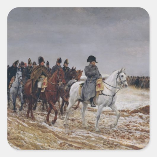 Napoleon over de campagne in 1814, 1864 vierkante sticker (Voorkant)