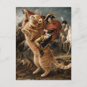 Napoleon rijdt op een reusachtige gevechtskat briefkaart