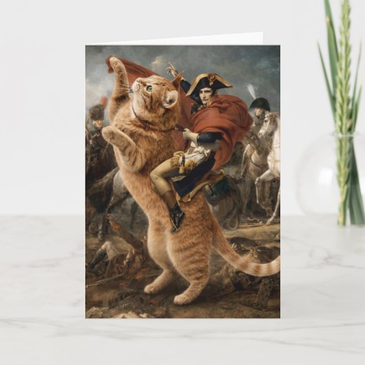 Napoleon rijdt op een reusachtige gevechtskat kaart (Voorkant)