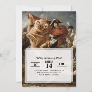 Napoleon rijdt op een reusachtige gevechtskat      kaart