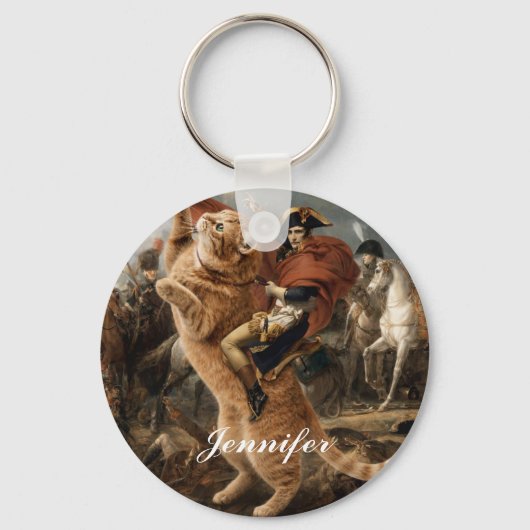 Napoleon rijdt op een reusachtige gevechtskat sleutelhanger (Voorkant)