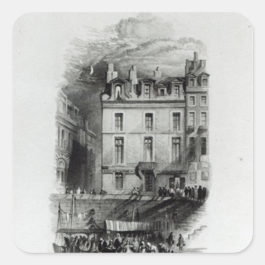 Napoleon's Lodgings on the Quai Conti, 1834-36 Vierkante Sticker (Voorkant)