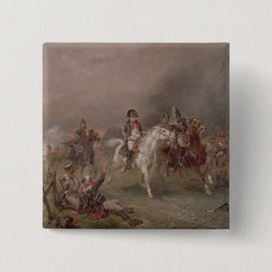 Napoleon's Retreat (olie op doek) Vierkante Button 5,1 Cm (Voorkant)