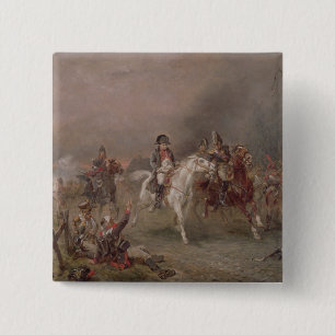Napoleon's Retreat (olie op doek) Vierkante Button 5,1 Cm