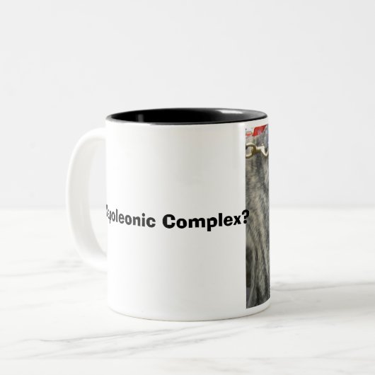 Napoleontisch complex? tweekleurige koffiemok (Voorkant links)