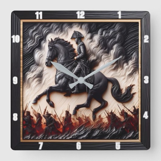 Napoleontische cavalerie Mount Dashing Vierkante Klok (Voorkant)