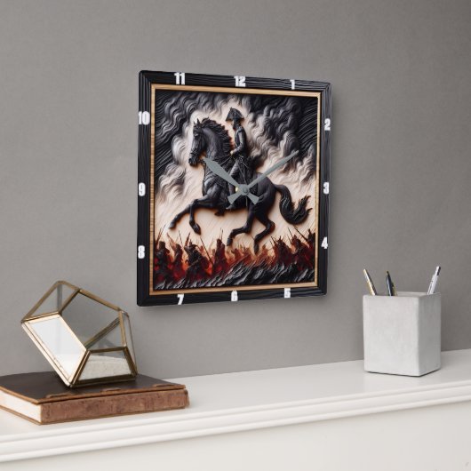 Napoleontische cavalerie Mount Dashing Vierkante Klok (Kantoor)