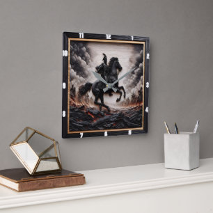 Napoleontische cavaleriehengst vierkante klok