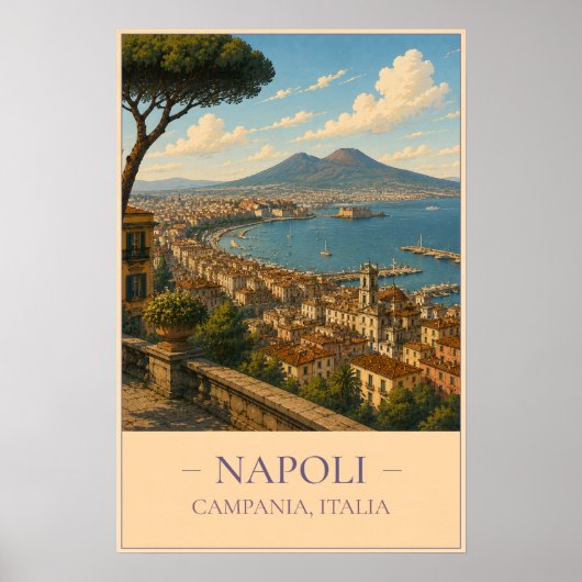 Napoli, Italië – Oude Reisposter Poster (Voorkant)
