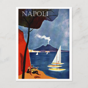 Napoli, Italië, zeilboot langs de kust Briefkaart