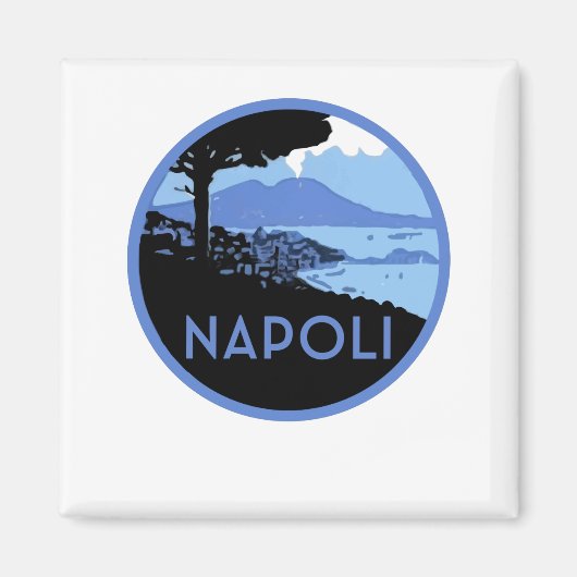 Napoli Mount Vesuvius - Retro Napels Italië Magneet (Voorkant)
