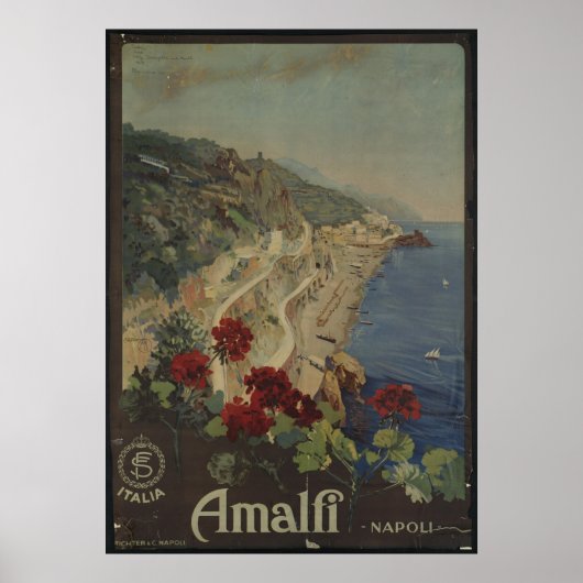 Napoli Napels - Poster voor reizen en Retro-afdruk (Voorkant)